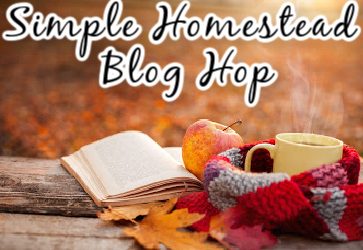picture of a book and a mug in a fall setting with the words "Simple homestead blog hop"